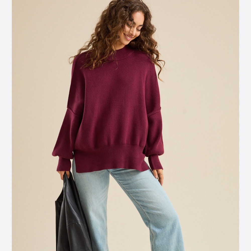 Altar'd State Poly Blend Lydia Mock Neck Sweater - Color Apple Butter